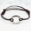 Personalized Circle Brown Round Leather Bracelet