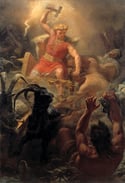 Thor poster - "Thor's Fight with the Giants" by Marten Eskil Winge - The God Of Norse Mythology 