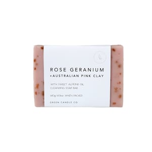Image of ROSE GERANIUM & AUSTRALIAN PINK CLAY SOAP / with Sweet Almond Oil