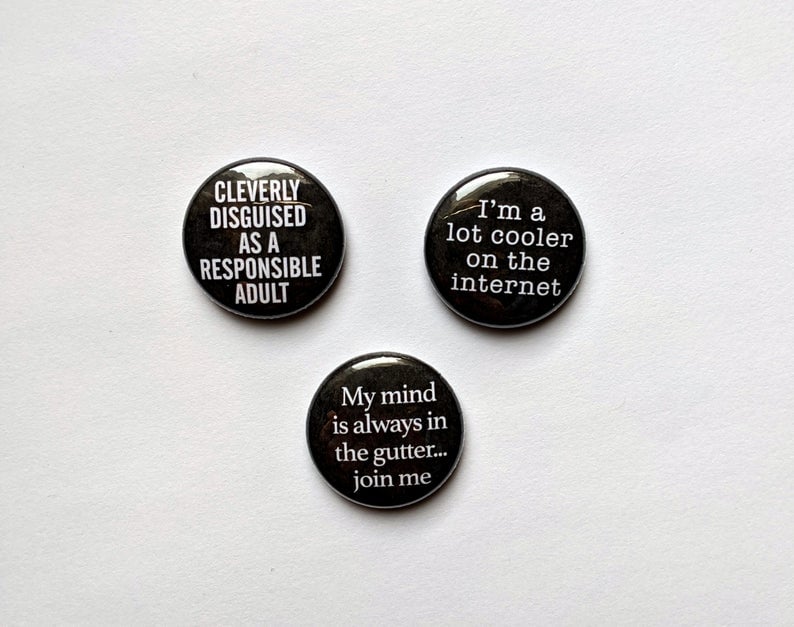 Introverted & Funny 1 inch Pins - Ew People, Fries Before Guys, Cooler on  the Internet - Pin buttons