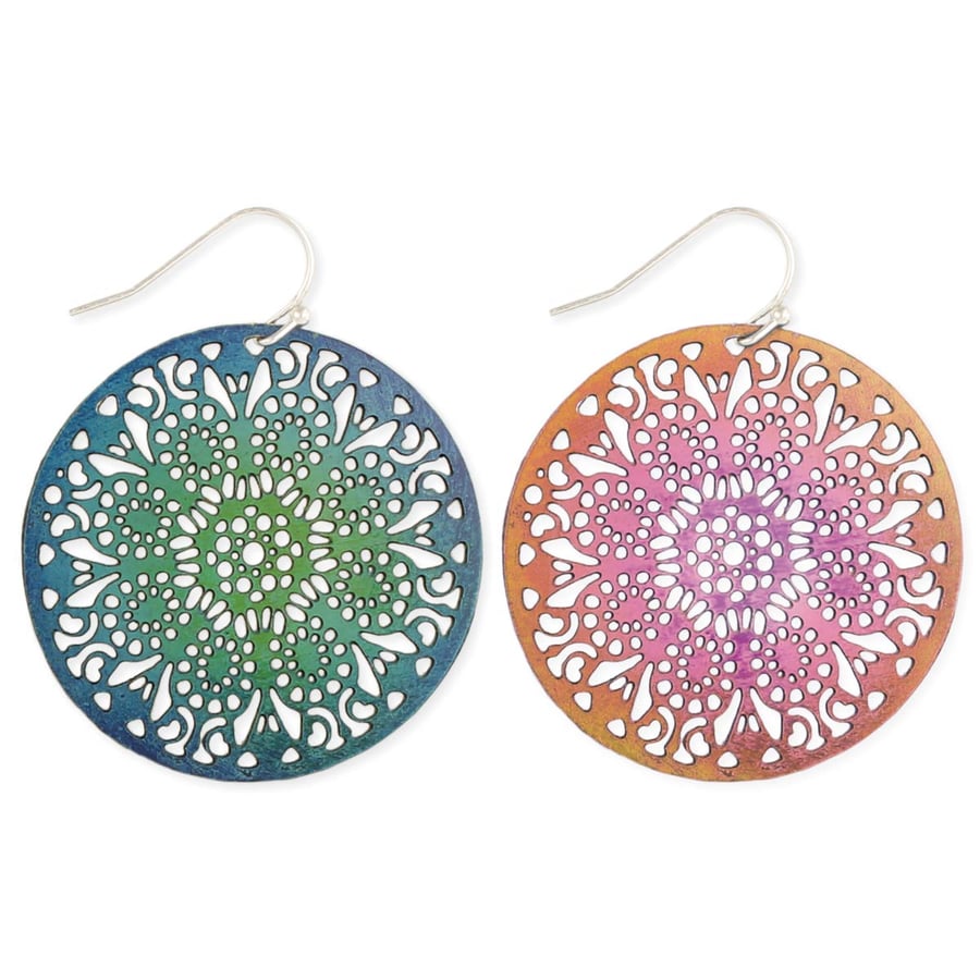 Image of Ombre Lace Round Cutout Earrings