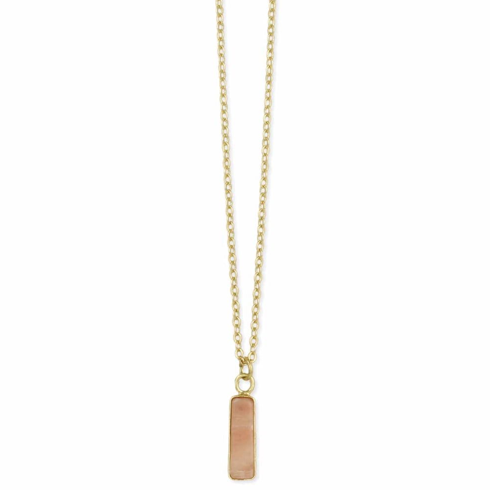 Image of Vintage Naturals Rose Quartz Bar Necklace