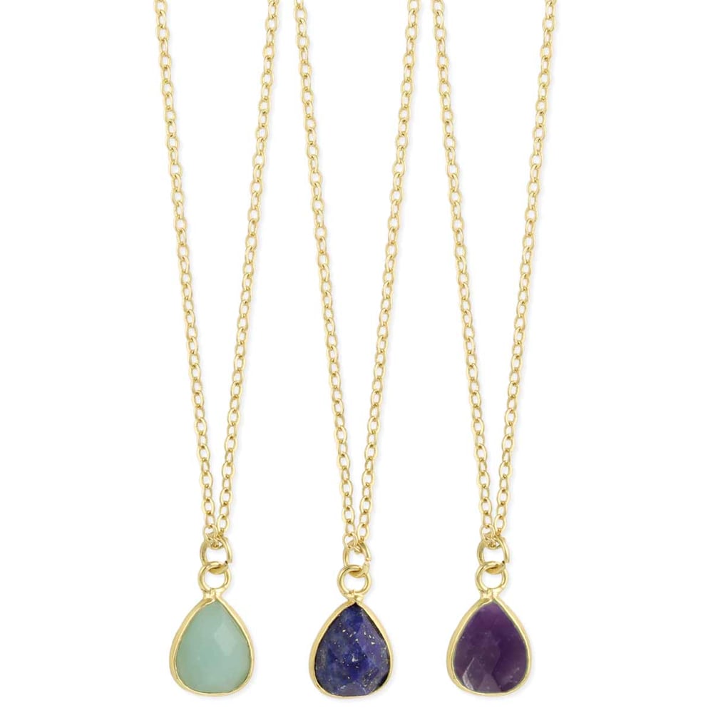 Image of Delicate Drops Stone Teardrop Necklace