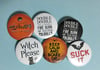 Various Halloween Themed Buttons | 1.5 Inch Pins, Magnets or Keychains