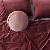 Image 1 of KIP & CO Shrimp pink velvet pea cushion 