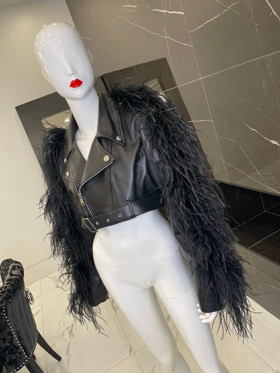 Image of LEATHER X OSTRICH JACKET
