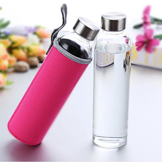 Image of Reusable Clear Glass Drinking Water Bottle with Cap 500ml