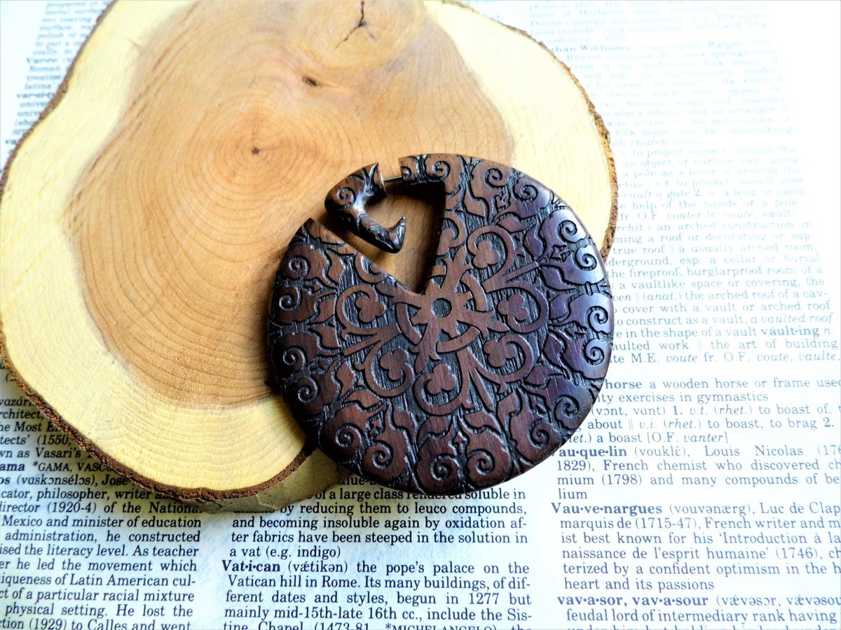 Huge Wood Organic Earring Handmade Womens Mens Celtic Knot