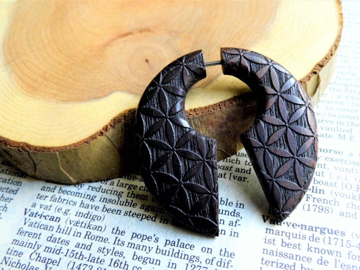 Large Wooden Earring Handmade Womens Mens Celtic Knot