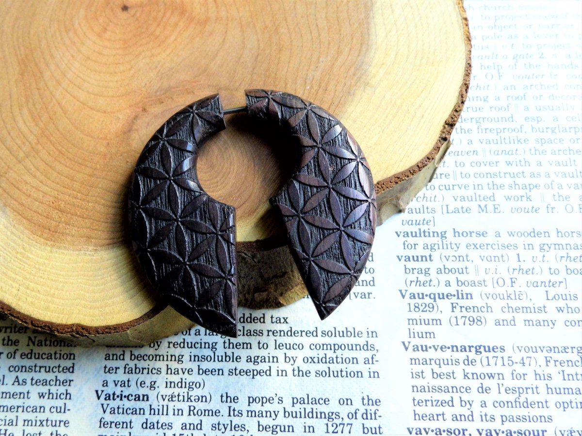 Large Wooden Earring Handmade Womens Mens Celtic Knot