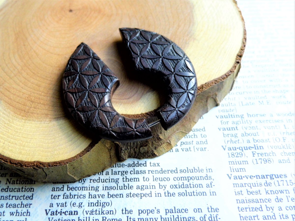 Large Wooden Earring Handmade Womens Mens Celtic Knot