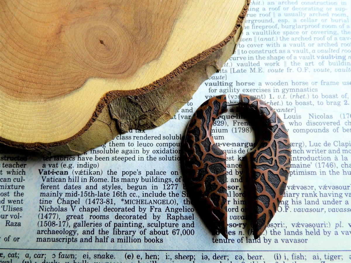 Large Wooden Earring Handmade Womens Mens Fire Knot