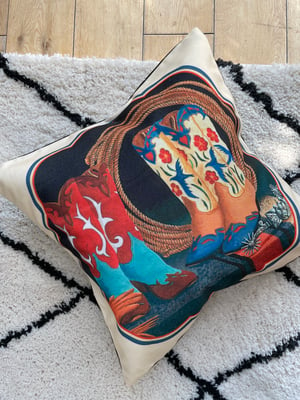 Image of Cowgirl Boots & Rope Cushion Cover 