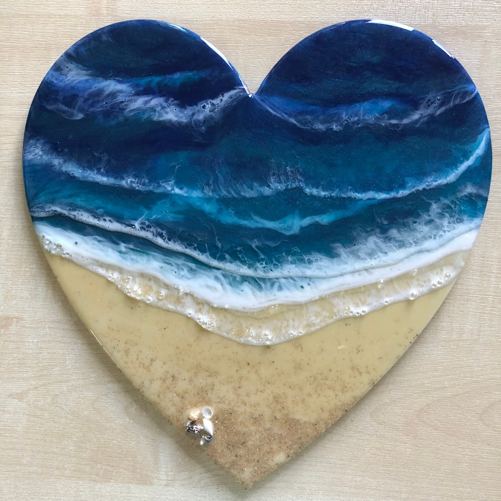 Image of Heartseas - Seascape Ocean Heart with brass hanger (B)