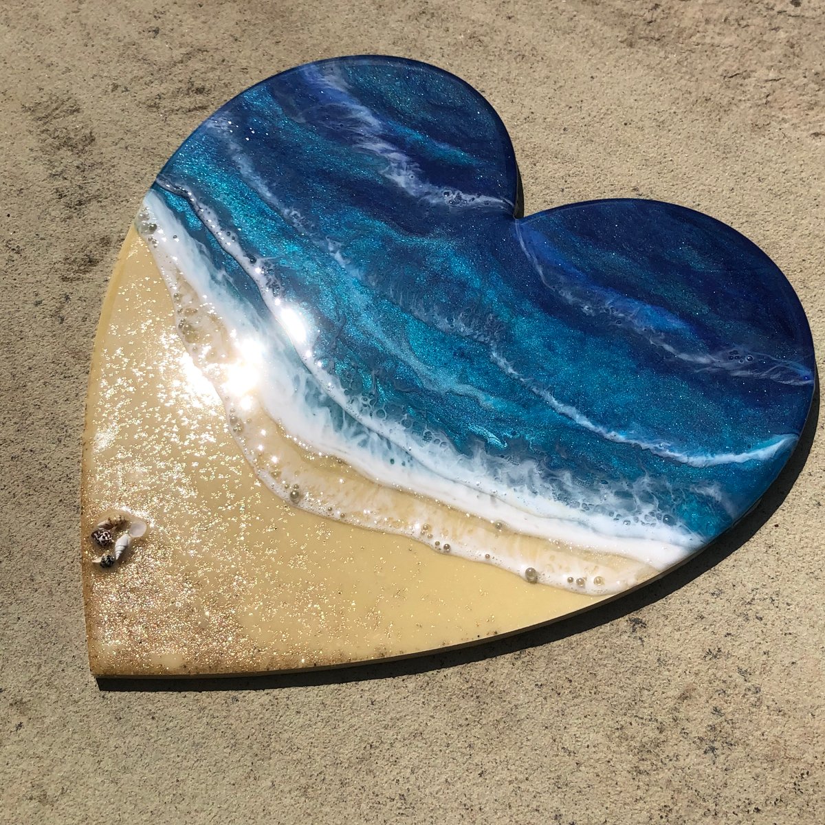 Image of Heartseas - Seascape Ocean Heart with brass hanger