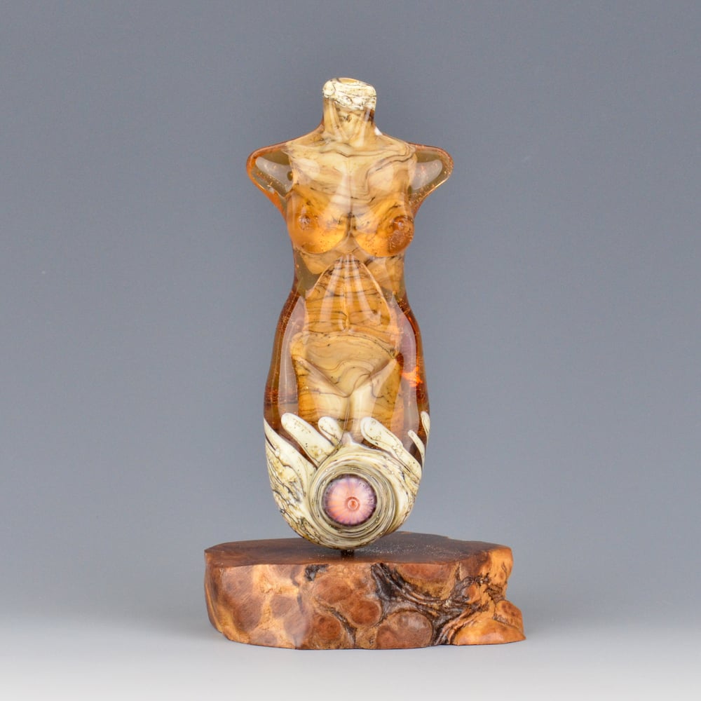 Image of XXL. Peachy Keen Goddess - Flamework Glass Sculpture Bead