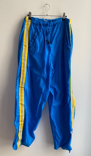 blue nylon sweats with cotton lining 