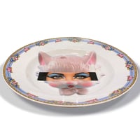 Image 2 of Eyeconic - Elizabeth Kitsch Face - Vintage French Porcelain Plate - #0765