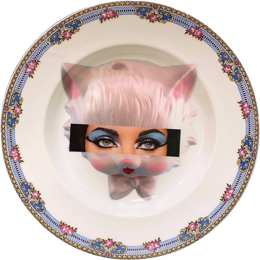 Image of Eyeconic - Elizabeth Kitsch Face - Vintage French Porcelain Plate - #0765