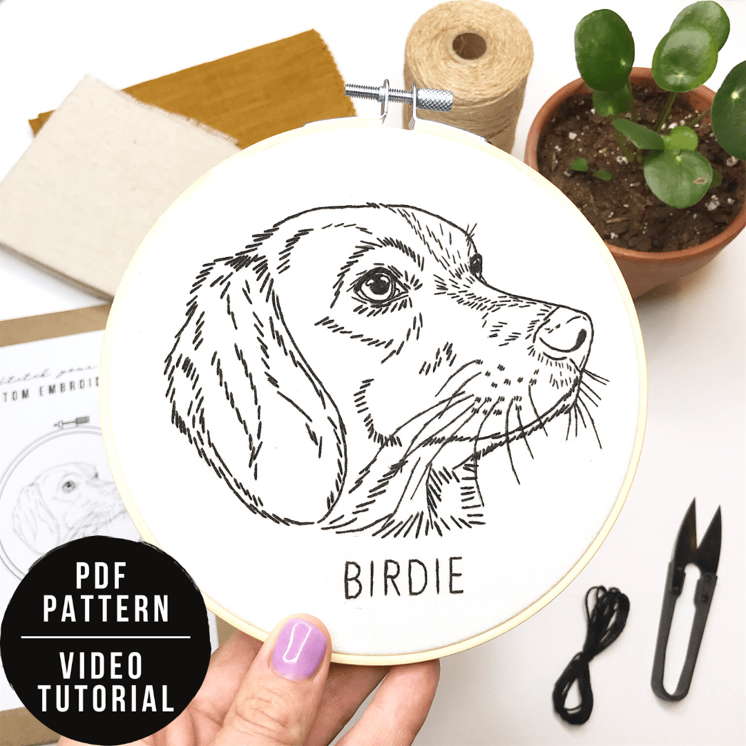 Stitch Your Pet! - Custom Pet Portrait Hand Embroidery PDF PATTERN ONLY