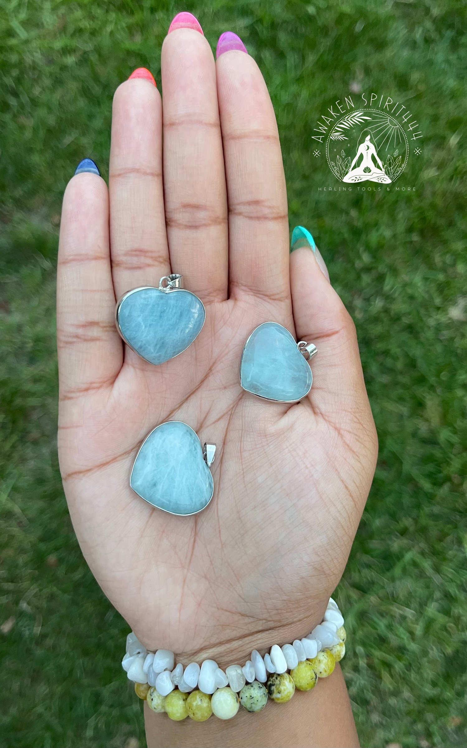 Image of Blue chalcedony  (heart pendants)