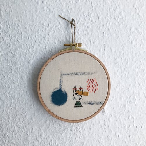 Image of Hybrid rabbit - hand embroidered and hand painted wall hanging, 5” hoop