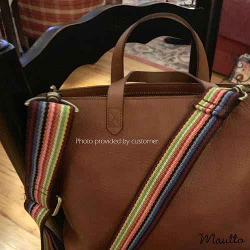 Image of Cocoa Mautto Rainbow Strap for Bags - Wide & Soft/Comfy Cotton - Adjustable Length - #16XLG Clips