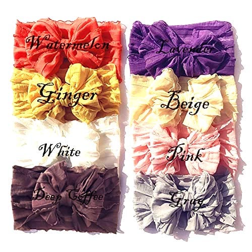 Image of Ruffle 6 Inch Bow Headbands- 8 Color Choices