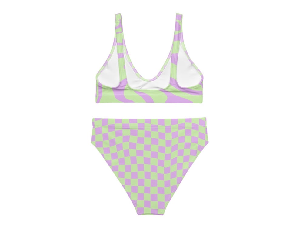 Image of Lilac Mint Racer Print Highwaist Bikini
