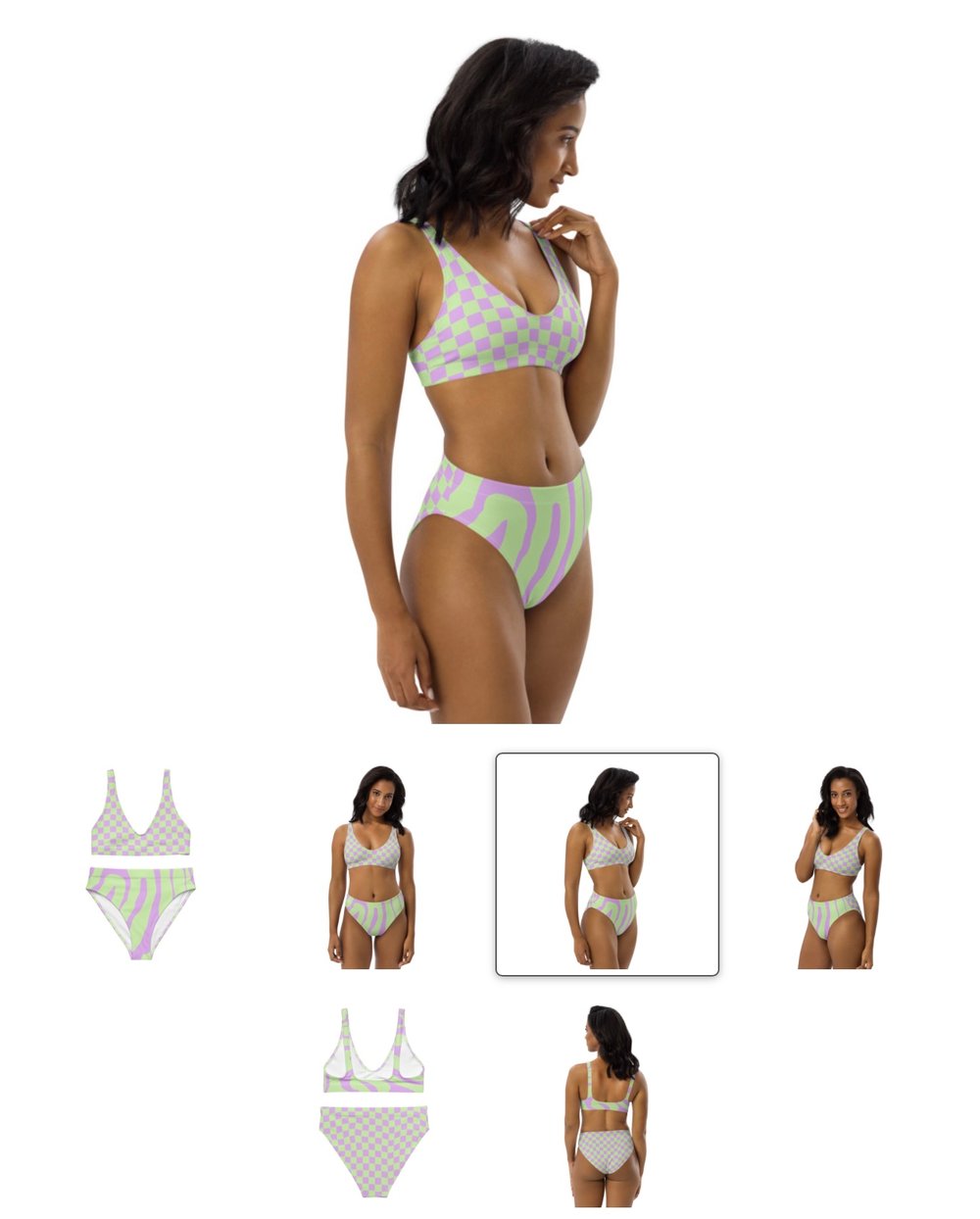 Image of Lilac Mint Racer Print Highwaist Bikini