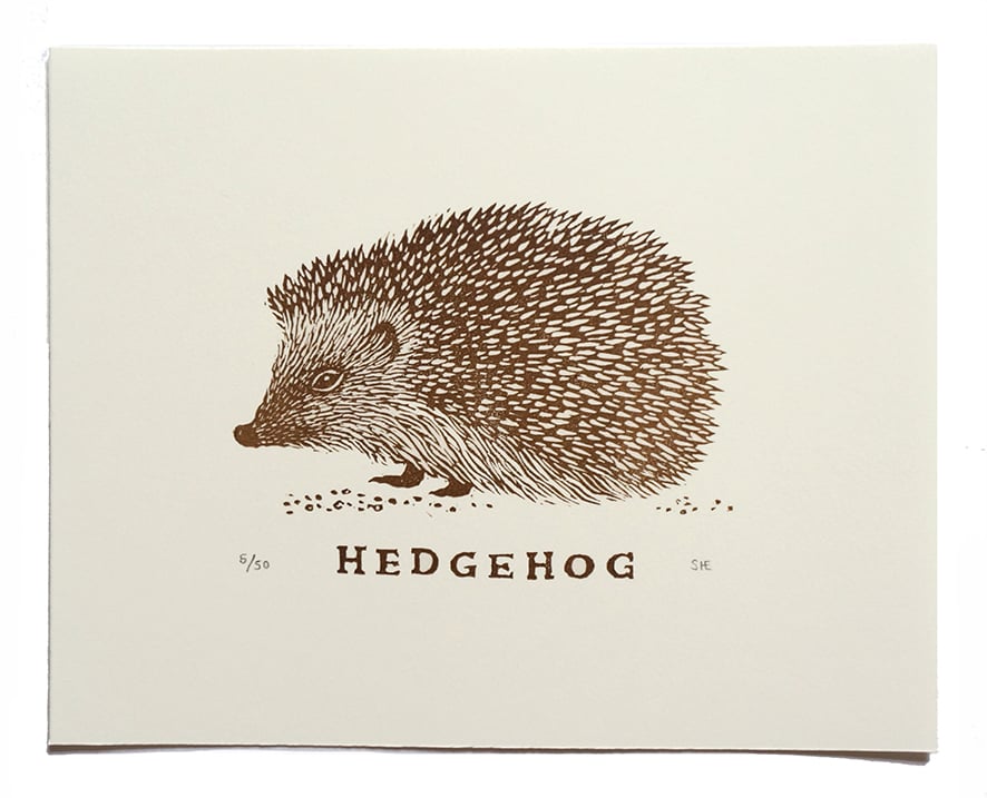 Image of Hedgehog - Linocut
