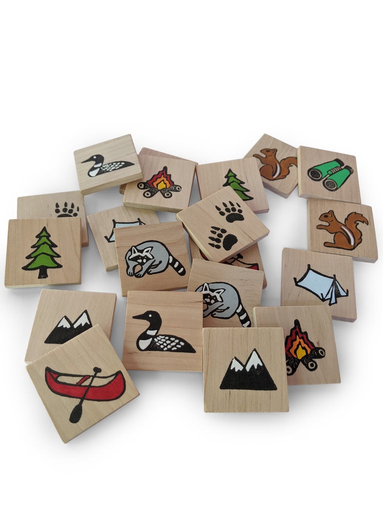 Camping Wooden Tile Memory Game Image 3