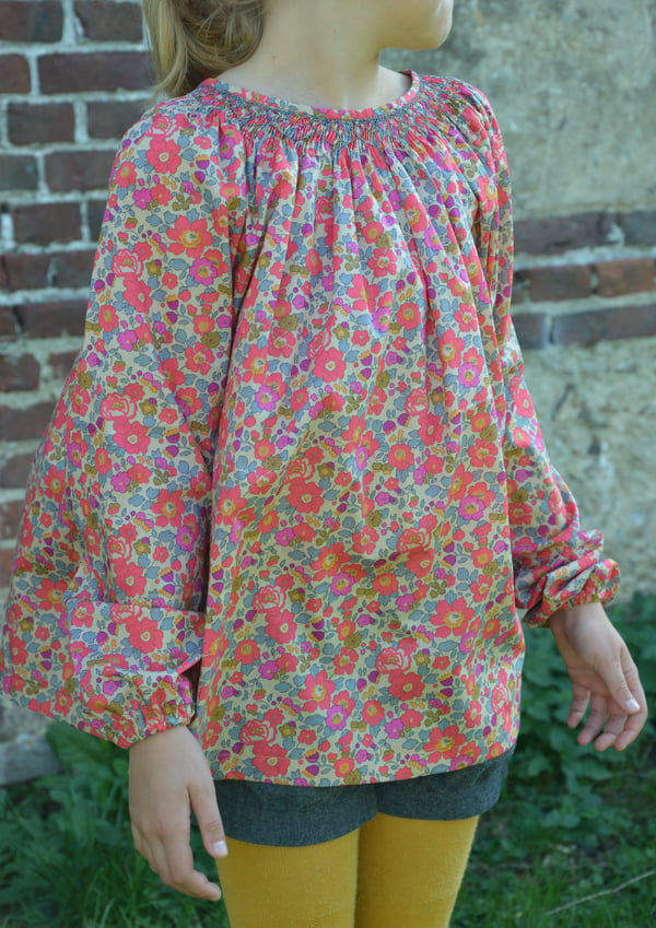 Image of Blouse à smocks betsy fluo thé manches longues