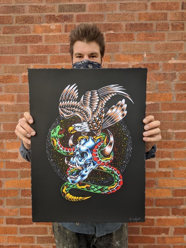 Image of Skull, Snake, & Eagle Screen print