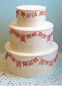 Image of Red Vintage Stamp Wedding Cake Garland