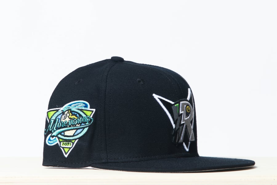 Image of BLACK GREY BRIM FITTED (GREEN PATCH)