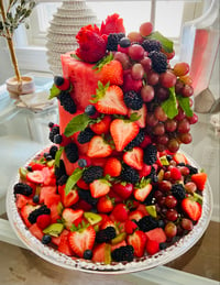 Image 1 of Hand Carved 3 Tier Watermelon Cake