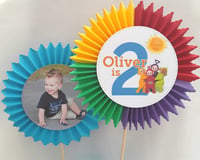 Image 5 of Personalised Teletubbies Cake Topper,Teletubbies Party,Teletubbies Centrepiece,Teletubbies Rosette