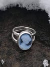 Cameo Agate Crosshatch Double Band Ring (#1040)