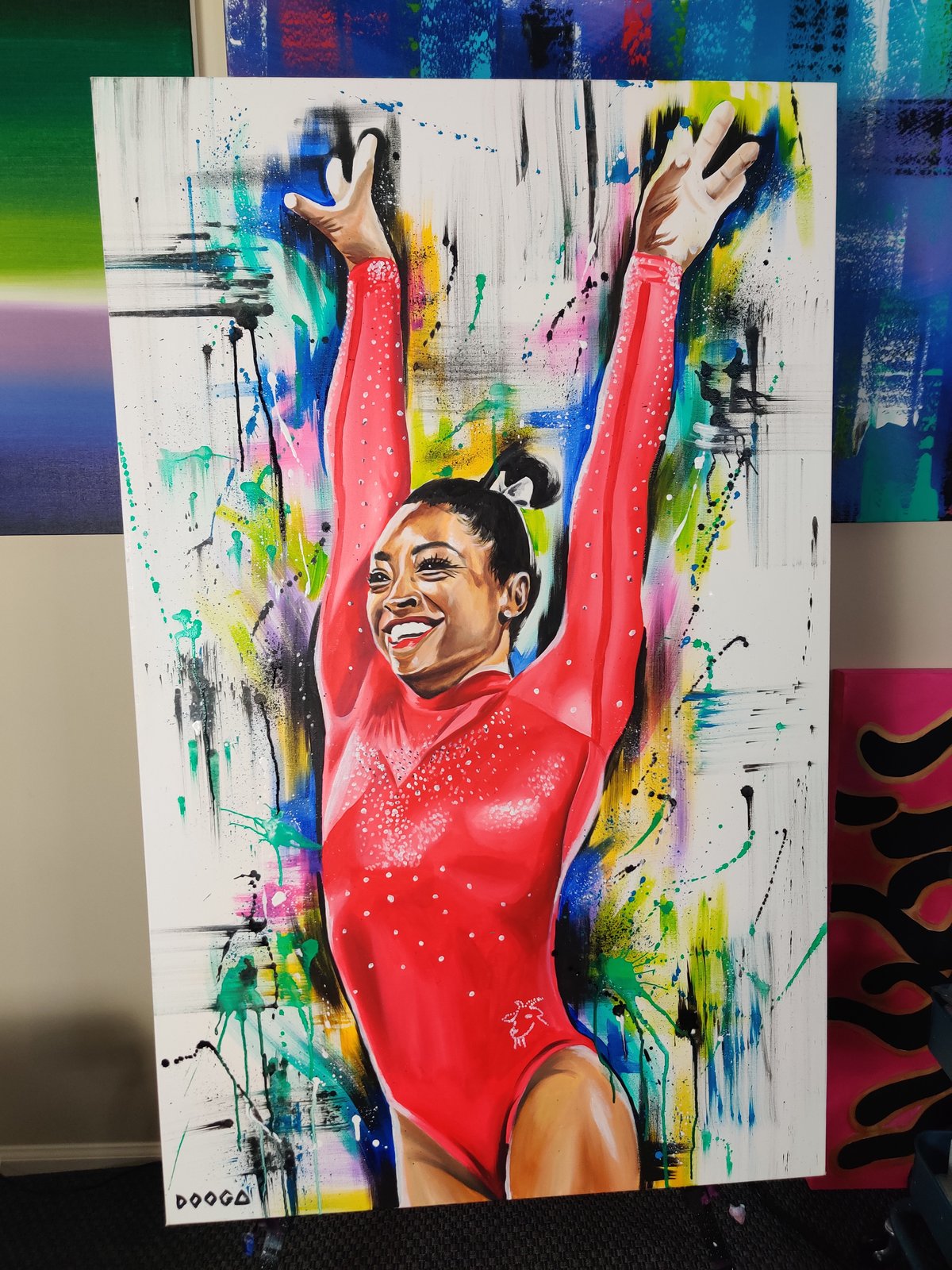 Simone Biles 2021 Olympics Original 2024 Painting / Portrait Painting / Simone Biles Fan Art / Olympics Artwork 9x12