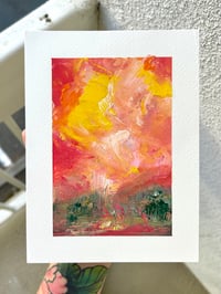 Image 1 of “Starburst Sky” oil painting on paper 6 x 8 inches 