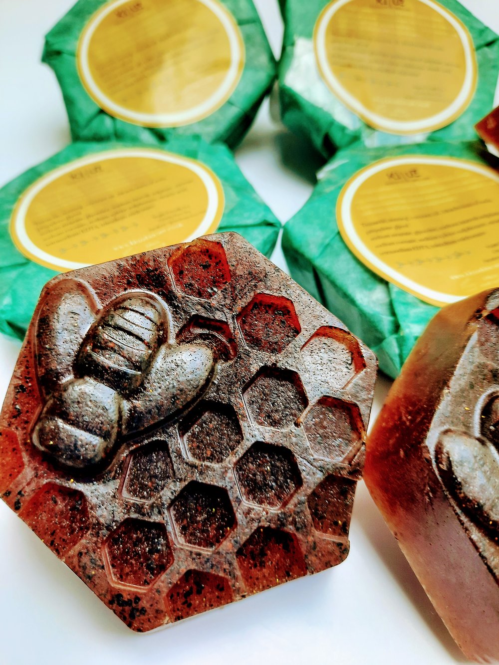 Image of Brightening empress exfoliating Turmeric coffee nutmeg face and body soap