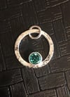 Blue/Green Topaz Crosshatch Circle Pendant (#1046)