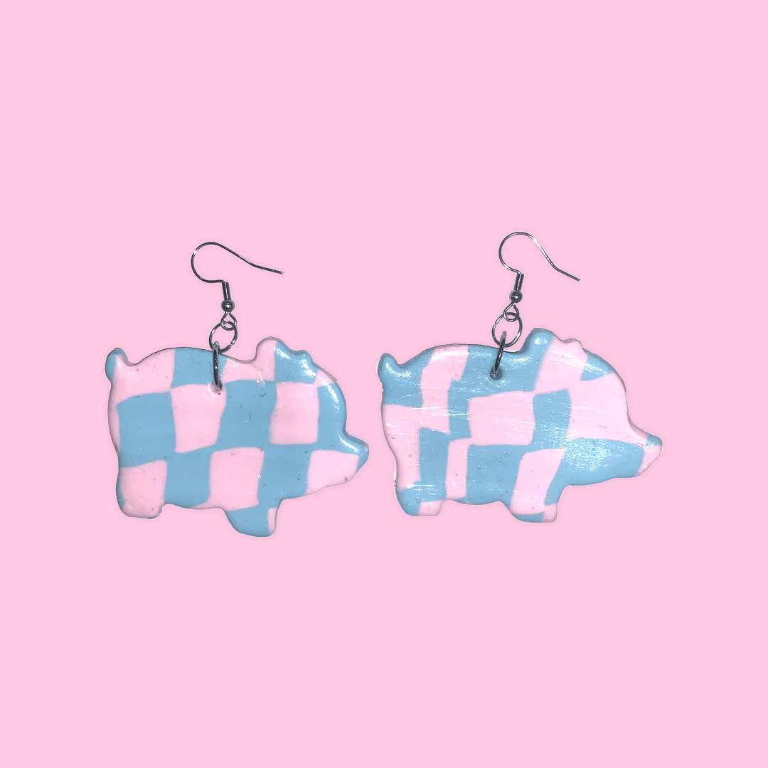 Little Piggy Earrings - Pink & Baby Blue