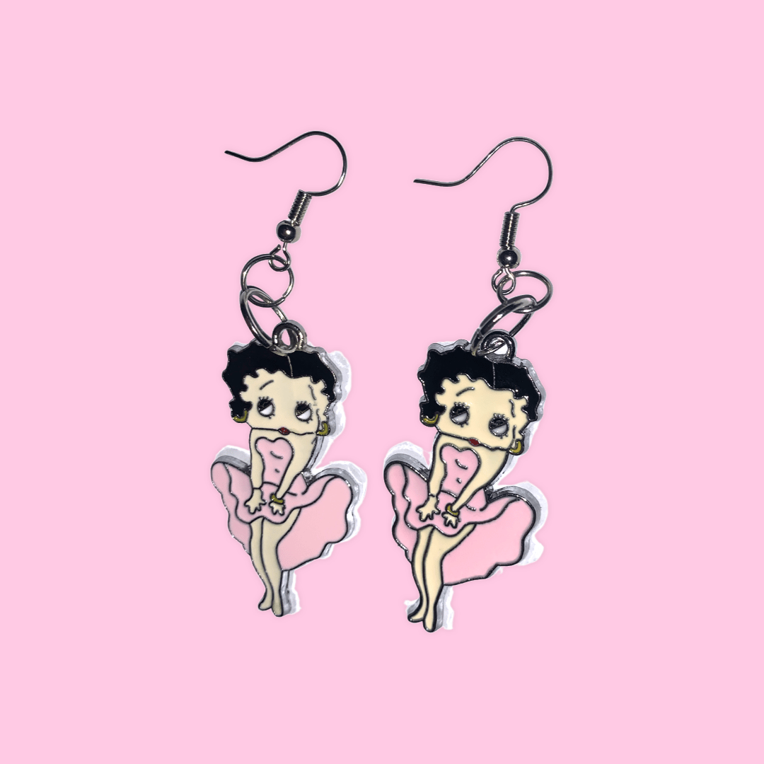 Betty Boop Earrings - Baby Pink