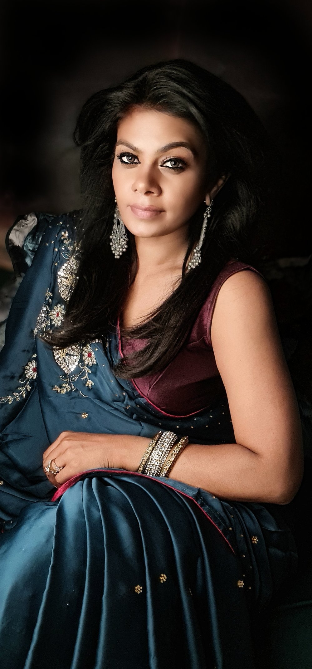 Image of EVENING WEAR TEAL BLUE SATIN SAREE 