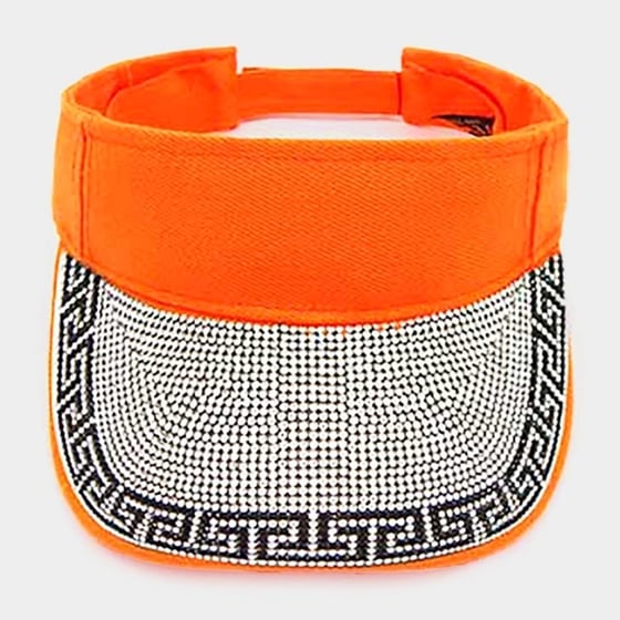 Image of Orange Black Greek Sign Crystal Brim Visor Sun Hat