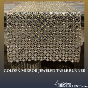 Image of Golden Mirror Jeweled Table Runner