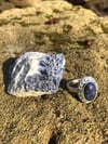 Sodalite Crosshatch Single Band Rope Ring (#1073)