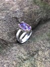Amethyst Crosshatch Double Band Ring (#1077)